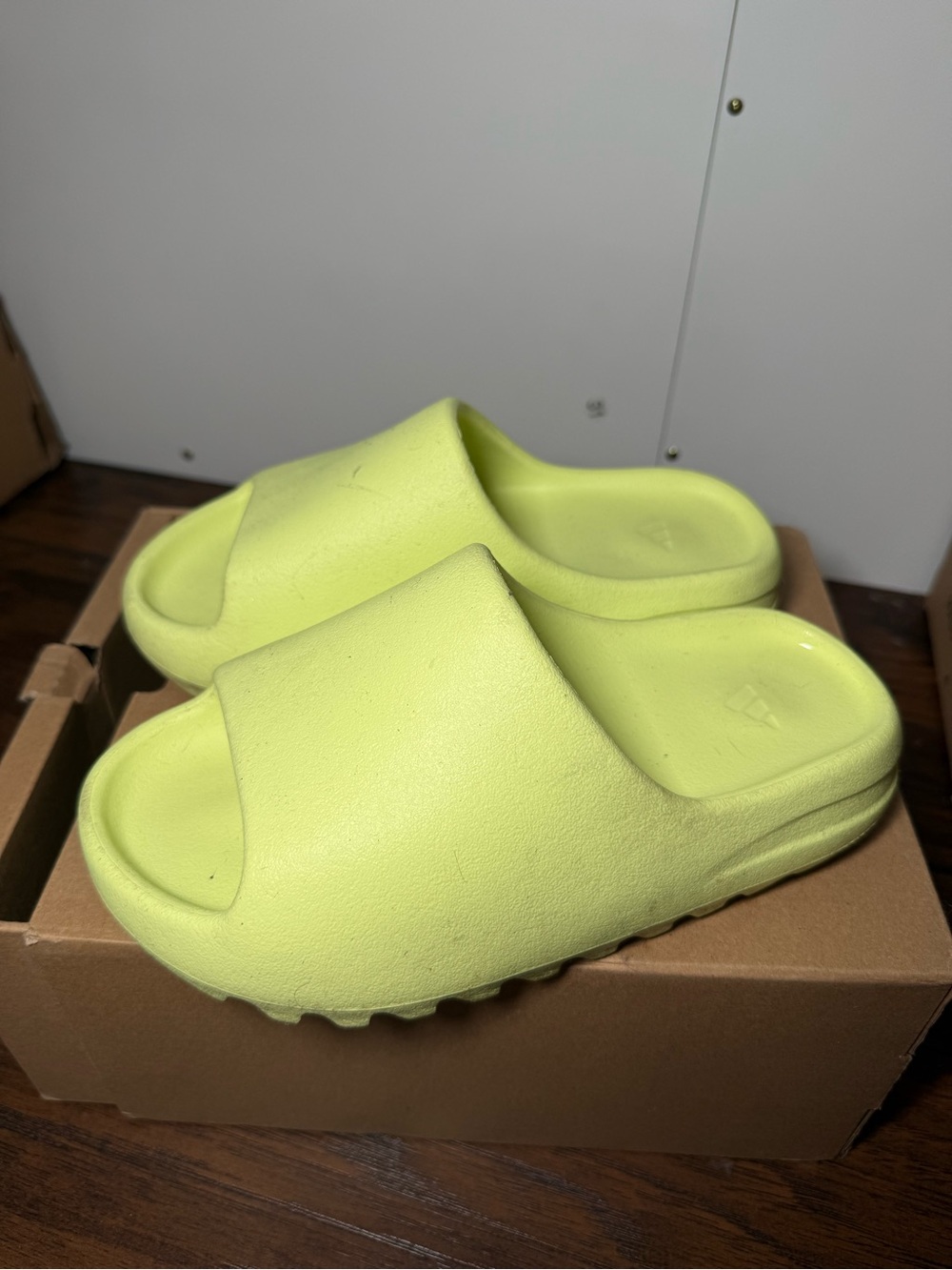 adidas Kids Neon Yellow Foam Slide Sandals